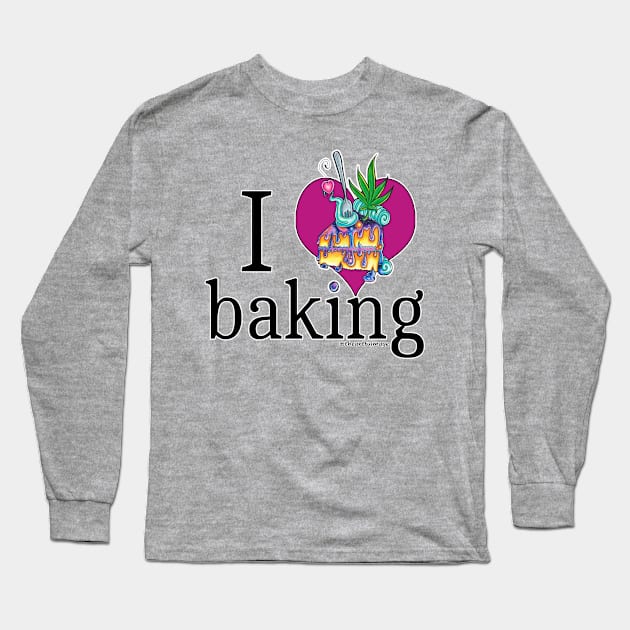 I Heart Baking (Space Cake Version) Long Sleeve T-Shirt by Artful Magic Shop